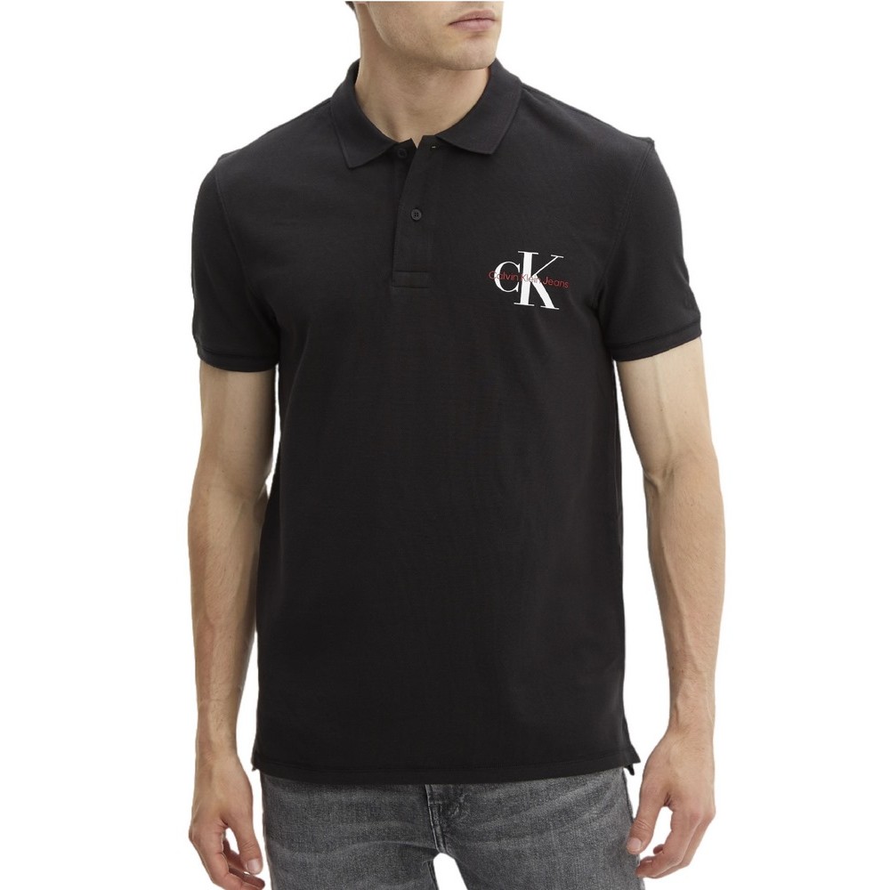CALVIN KLEIN JEANS MONOGRAM LOGO POLO ΜΠΛΟΥΖΑ POLO ΑΝΔΡΙΚΗ BLACK