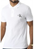 CALVIN KLEIN JEANS MONOGRAM LOGO POLO ΜΠΛΟΥΖΑ POLO ΑΝΔΡΙΚΗ WHITE