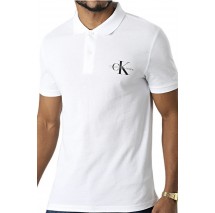 CALVIN KLEIN JEANS MONOGRAM LOGO POLO ΜΠΛΟΥΖΑ POLO ΑΝΔΡΙΚΗ WHITE