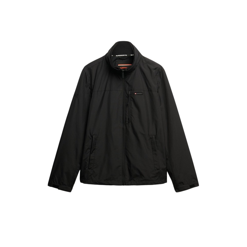 SUPERDRY D1 SDSW NON HOOD LOGO WINDBREAKER ΜΠΟΥΦΑΝ ΑΝΔΡΙΚΟ BLACK