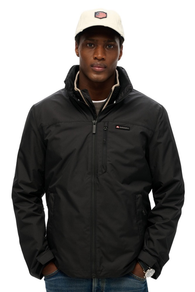 SUPERDRY D1 SDSW NON HOOD LOGO WINDBREAKER ΜΠΟΥΦΑΝ ΑΝΔΡΙΚΟ BLACK
