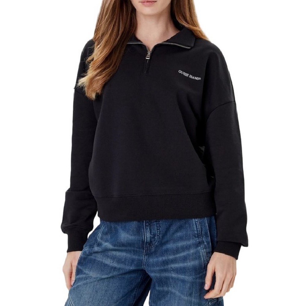 GUESS JEANS DARK HALF ZIP SWEAT ΦΟΥΤΕΡ ΓΥΝΑΙΚΕΙΟ BLACK