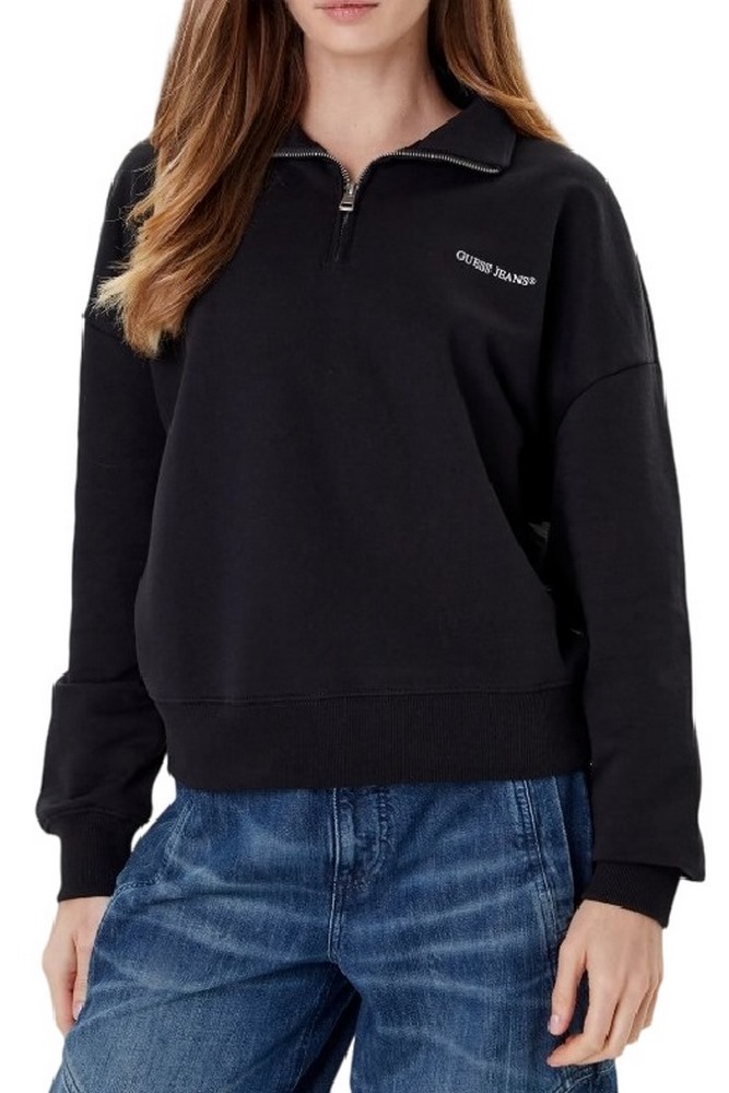 GUESS JEANS DARK HALF ZIP SWEAT ΦΟΥΤΕΡ ΓΥΝΑΙΚΕΙΟ BLACK
