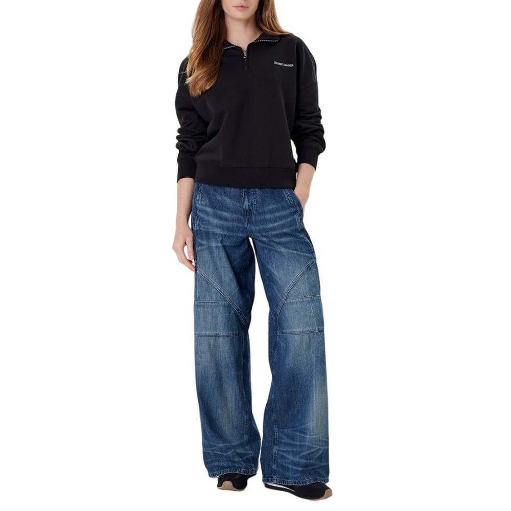 GUESS JEANS DARK HALF ZIP SWEAT ΦΟΥΤΕΡ ΓΥΝΑΙΚΕΙΟ BLACK