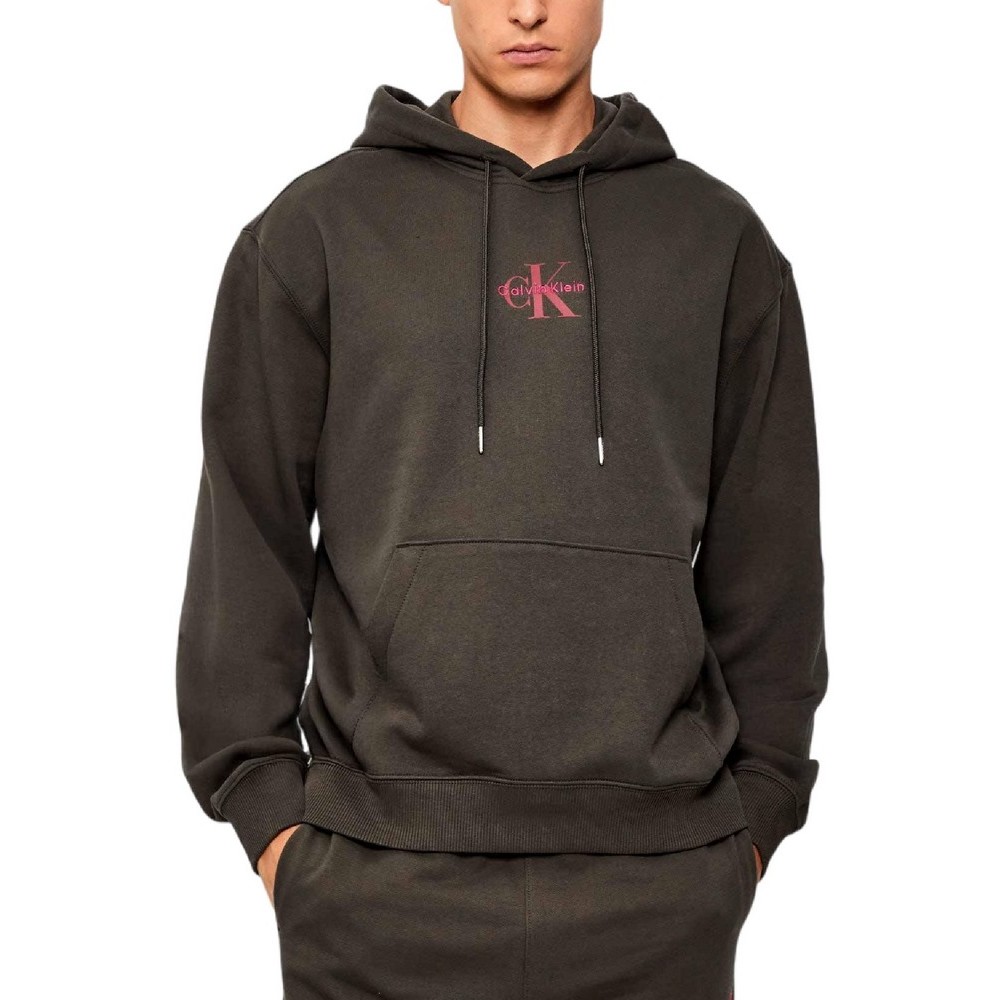 CALVIN KLEIN JEANS LS EU 350TERRY MICRO MONOLOGO HO ΜΠΛΟΥΖΑ ΦΟΥΤΕΡ ΑΝΔΡΙΚΗ BROWN