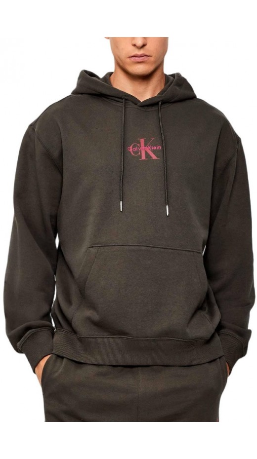 CALVIN KLEIN JEANS LS EU 350TERRY MICRO MONOLOGO HO ΜΠΛΟΥΖΑ ΦΟΥΤΕΡ ΑΝΔΡΙΚΗ BROWN