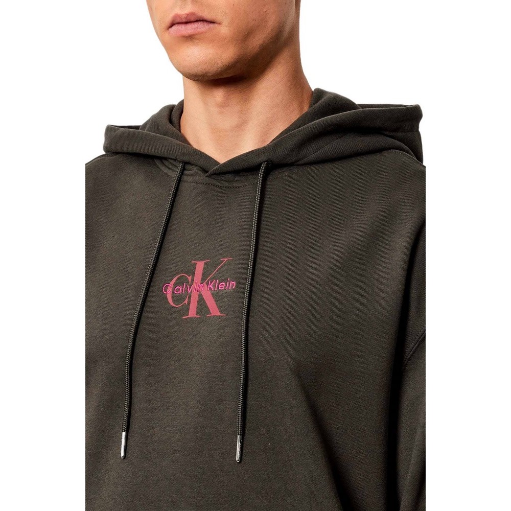 CALVIN KLEIN JEANS LS EU 350TERRY MICRO MONOLOGO HO ΜΠΛΟΥΖΑ ΦΟΥΤΕΡ ΑΝΔΡΙΚΗ BROWN