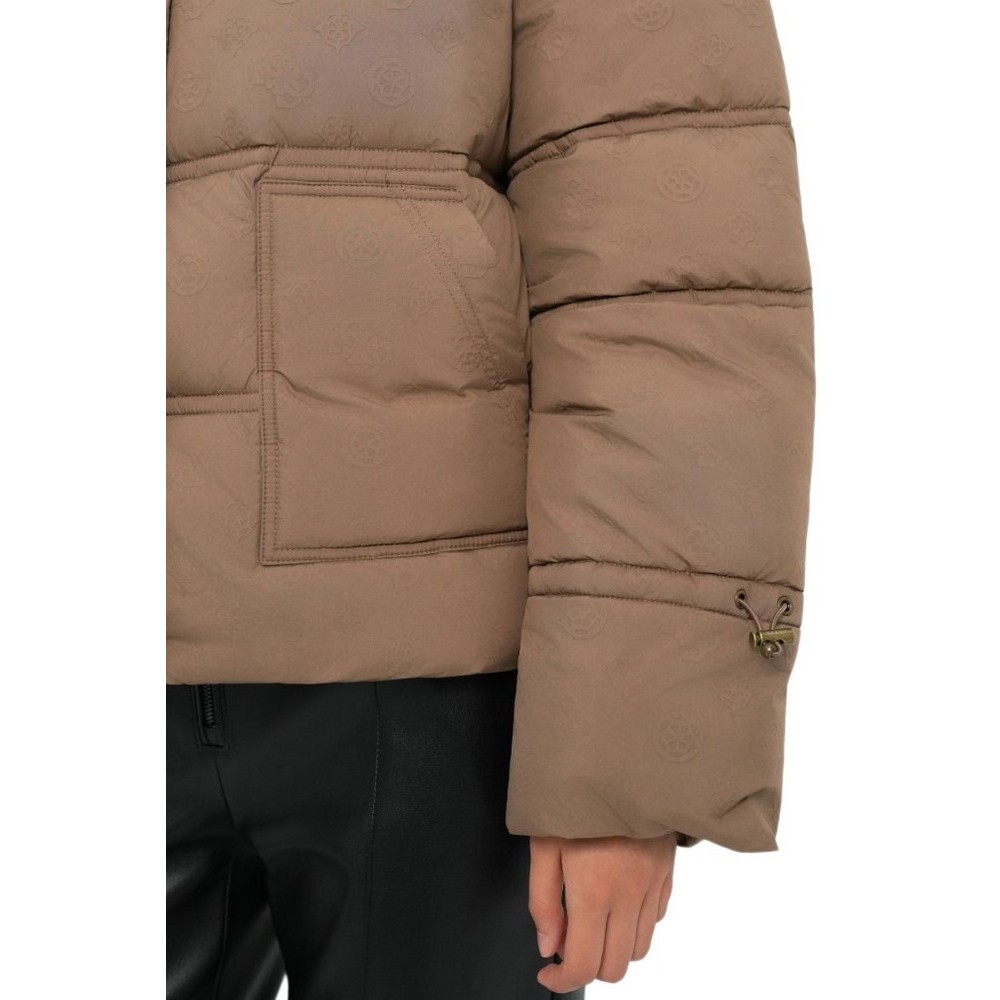GUESS NEW DAISY CROP LOGO PUFFER ΜΠΟΥΦΑΝ ΓΥΝΑΙΚΕΙΟ BEIGE