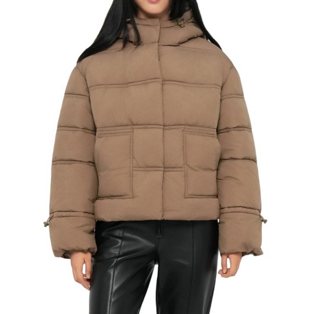 GUESS NEW DAISY CROP LOGO PUFFER ΜΠΟΥΦΑΝ ΓΥΝΑΙΚΕΙΟ BEIGE