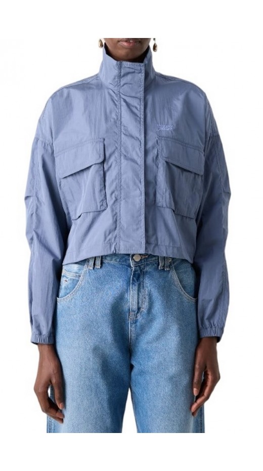 TOMMY JEANS STAND COLLAR WINDBREAKER ΜΠΟΥΦΑΝ ΓΥΝΑΙΚΕΙΟ BLUE