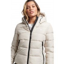 SUPERDRY ΜΠΟΥΦΑΝ HOODED SPIRIT SPORTS PUFFER ΓΥΝΑΙΚΕΙΟ ECRU