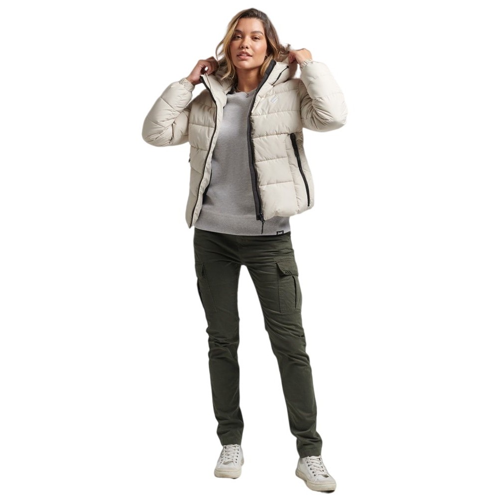 SUPERDRY ΜΠΟΥΦΑΝ HOODED SPIRIT SPORTS PUFFER ΓΥΝΑΙΚΕΙΟ ECRU