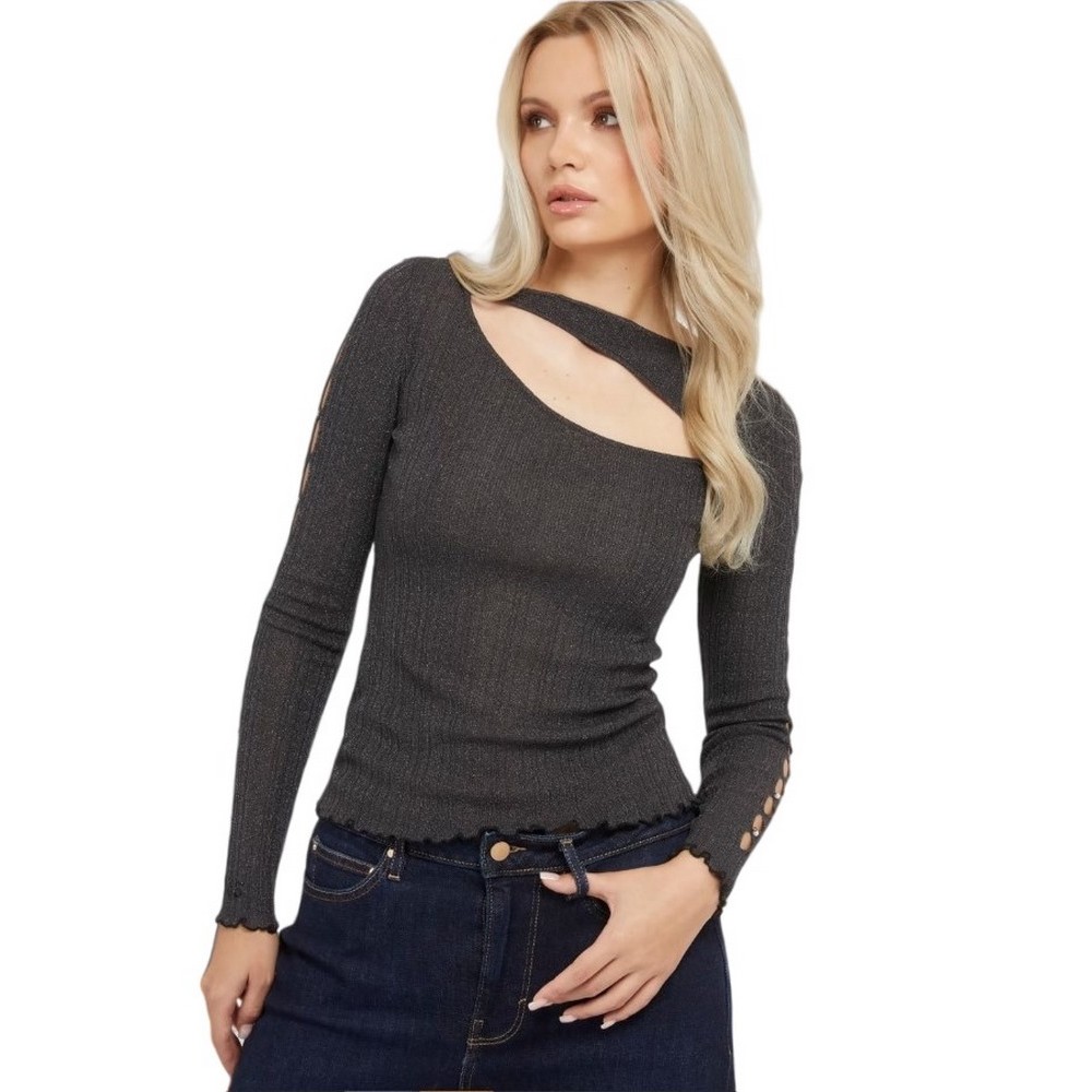 GUESS LS 2 WAY CAROLE SWTR TOP ΜΠΛΟΥΖΑ ΓΥΝΑΙΚΕΙΑ GREY