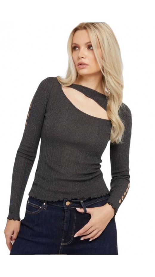 GUESS LS 2 WAY CAROLE SWTR TOP ΜΠΛΟΥΖΑ ΓΥΝΑΙΚΕΙΑ GREY