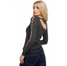 GUESS LS 2 WAY CAROLE SWTR TOP ΜΠΛΟΥΖΑ ΓΥΝΑΙΚΕΙΑ GREY