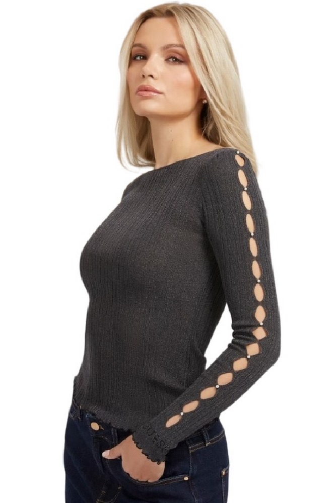 GUESS LS 2 WAY CAROLE SWTR TOP ΜΠΛΟΥΖΑ ΓΥΝΑΙΚΕΙΑ GREY