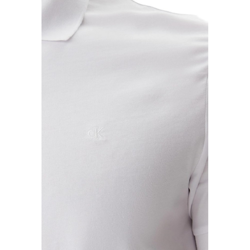 CALVIN KLEIN JEANS SS SMOOTH COTTON SOLID POLO T-SHIRT ΜΠΛΟΥΖΑ ΑΝΔΡΙΚΗ WHITE