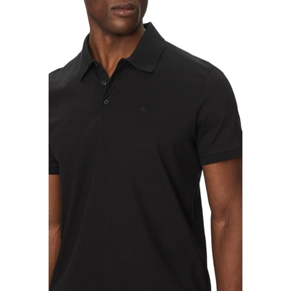CALVIN KLEIN JEANS SS SMOOTH COTTON SOLID POLO T-SHIRT ΜΠΛΟΥΖΑ ΑΝΔΡΙΚΗ BLACK