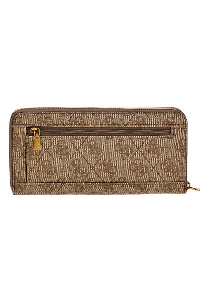 GUESS NELL LOGO SLG LARGE ZIP AROUND ΑΞΕΣΟΥΑΡ ΠΟΡΤΟΦΟΛΙ ΓΥΝΑΙΚΕΙΟ BEIGE