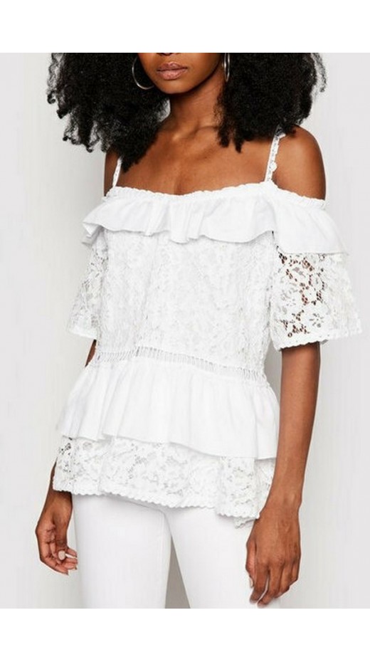 GUESS OLIMPIA W1GH0NWDXL0 ΜΠΛΟΥΖΑ ΓΥΝΑΙΚΕΙΑ WHITE