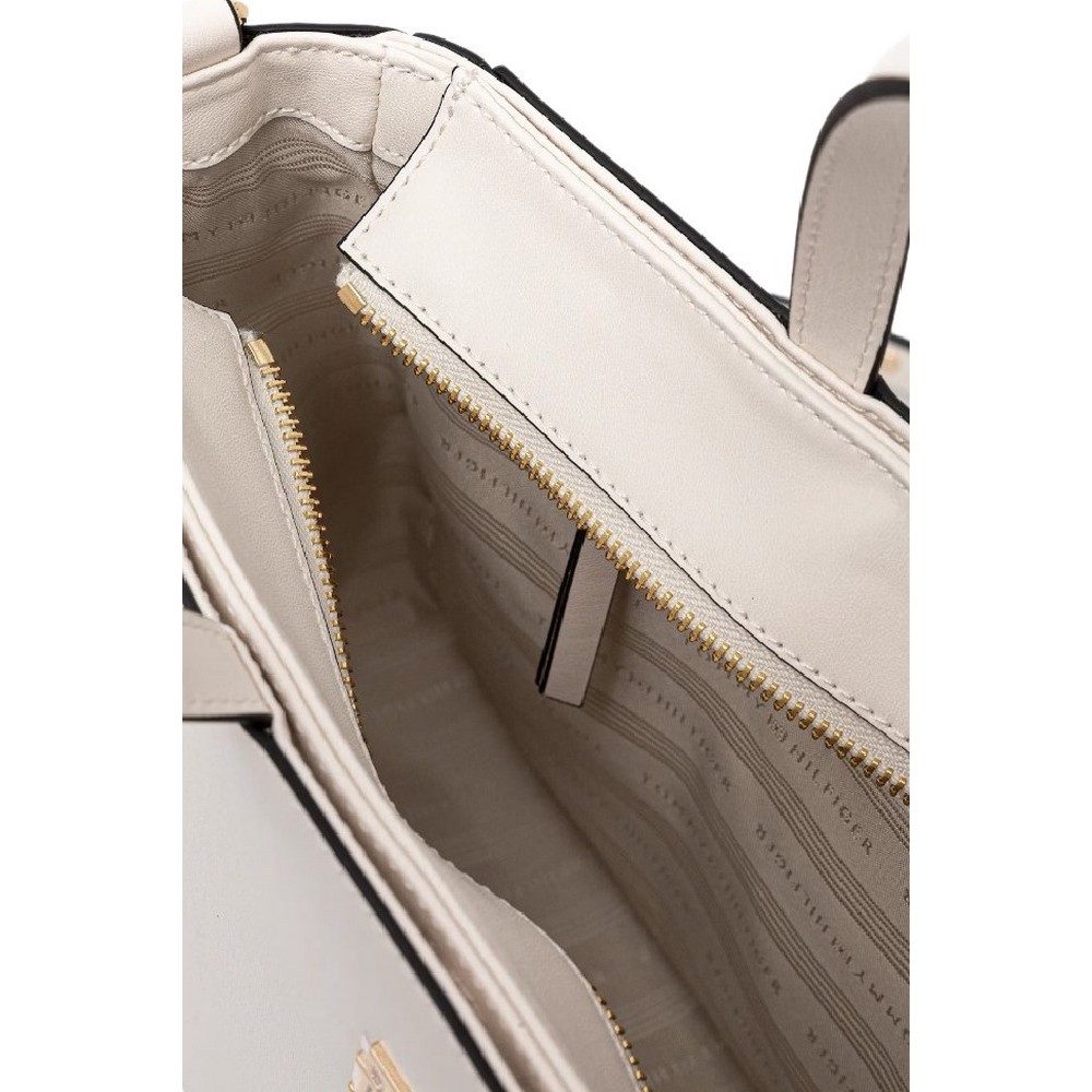 TOMMY HILFIGER  GLAM SATCHEL ΤΣΑΝΤΑ ΓΥΝΑΙΚΕΙΑ ECRU
