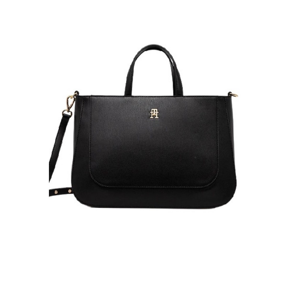 TOMMY HILFIGER  GLAM SATCHEL ΤΣΑΝΤΑ ΓΥΝΑΙΚΕΙΑ BLACK
