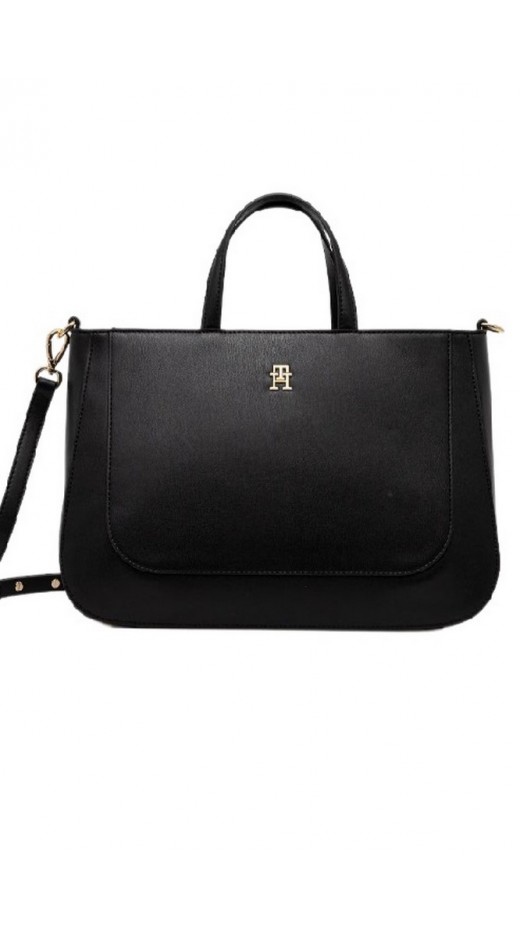 TOMMY HILFIGER  GLAM SATCHEL ΤΣΑΝΤΑ ΓΥΝΑΙΚΕΙΑ BLACK