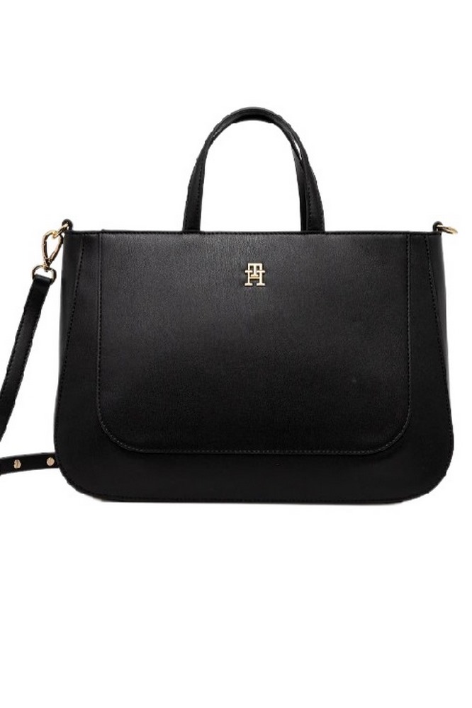 TOMMY HILFIGER  GLAM SATCHEL ΤΣΑΝΤΑ ΓΥΝΑΙΚΕΙΑ BLACK