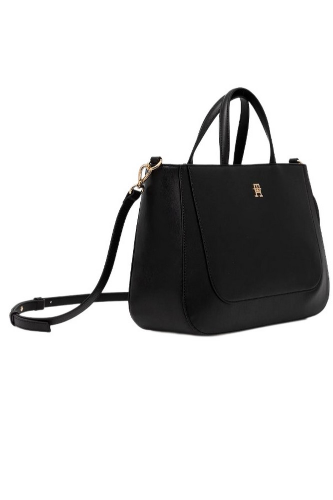 TOMMY HILFIGER  GLAM SATCHEL ΤΣΑΝΤΑ ΓΥΝΑΙΚΕΙΑ BLACK