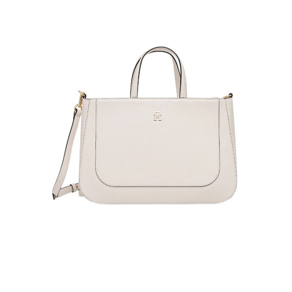 TOMMY HILFIGER  GLAM SATCHEL ΤΣΑΝΤΑ ΓΥΝΑΙΚΕΙΑ ECRU