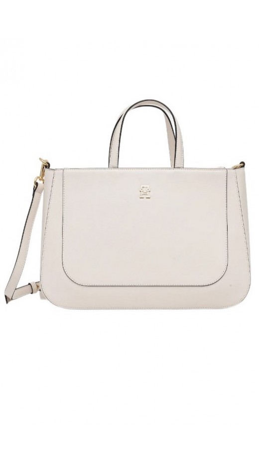 TOMMY HILFIGER  GLAM SATCHEL ΤΣΑΝΤΑ ΓΥΝΑΙΚΕΙΑ ECRU