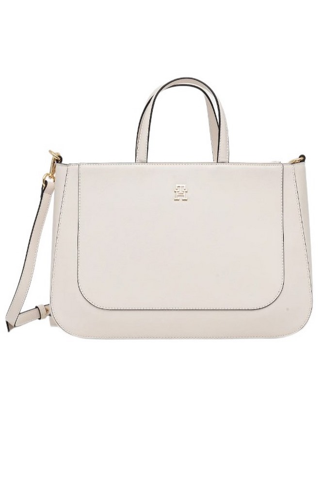 TOMMY HILFIGER  GLAM SATCHEL ΤΣΑΝΤΑ ΓΥΝΑΙΚΕΙΑ ECRU