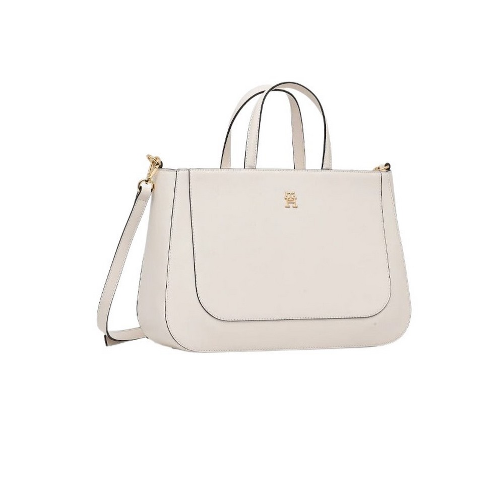TOMMY HILFIGER  GLAM SATCHEL ΤΣΑΝΤΑ ΓΥΝΑΙΚΕΙΑ ECRU