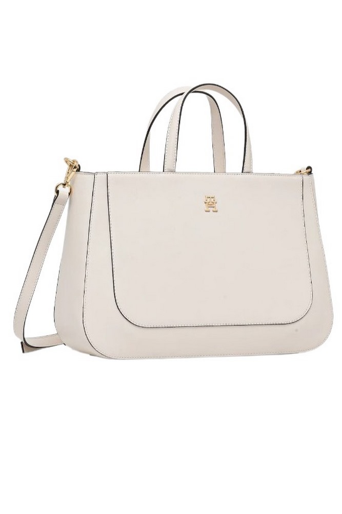 TOMMY HILFIGER  GLAM SATCHEL ΤΣΑΝΤΑ ΓΥΝΑΙΚΕΙΑ ECRU