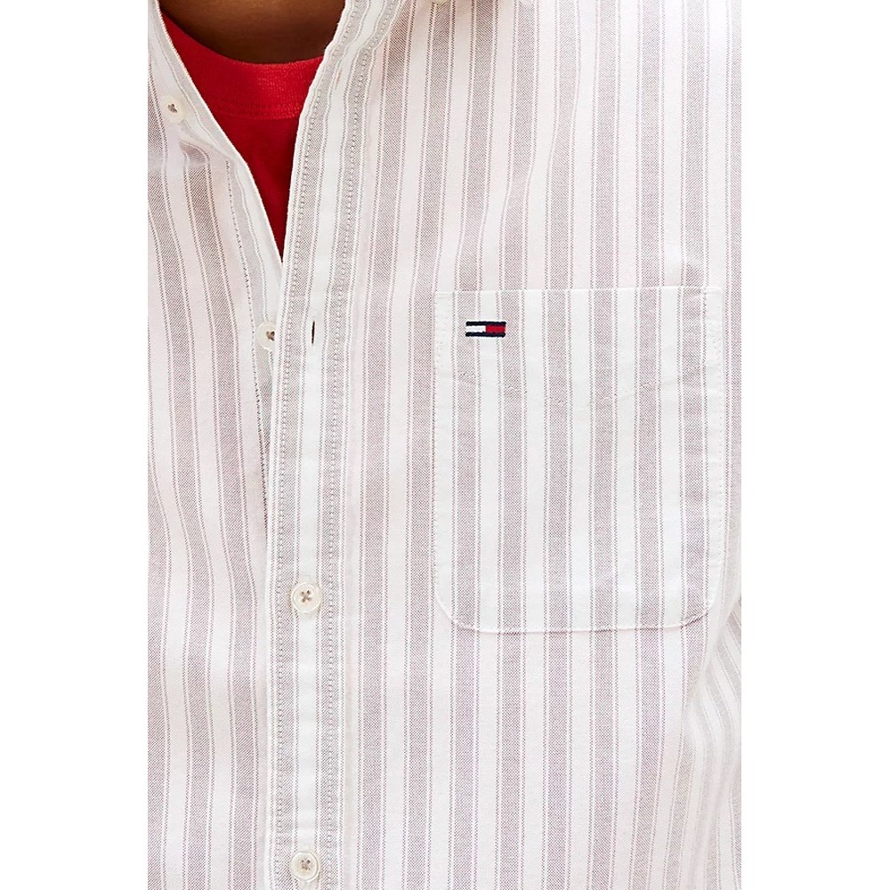 TOMMY JEANS REG STRIPE OXFORD SHIRT EXT ΠΟΥΚΑΜΙΣΟ ΑΝΔΡΙΚΟ GREY