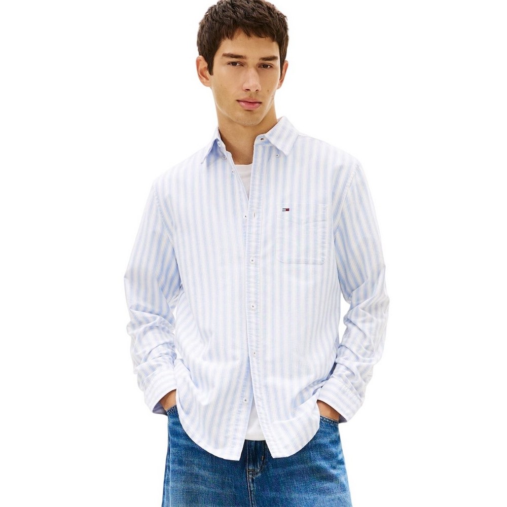 TOMMY JEANS REG STRIPE OXFORD SHIRT EXT ΠΟΥΚΑΜΙΣΟ ΑΝΔΡΙΚΟ CIEL