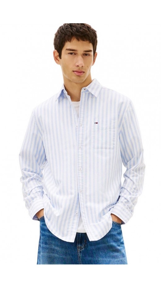 TOMMY JEANS REG STRIPE OXFORD SHIRT EXT ΠΟΥΚΑΜΙΣΟ ΑΝΔΡΙΚΟ CIEL