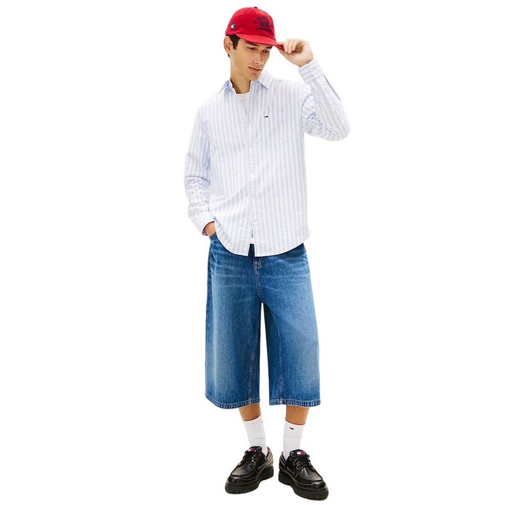 TOMMY JEANS REG STRIPE OXFORD SHIRT EXT ΠΟΥΚΑΜΙΣΟ ΑΝΔΡΙΚΟ CIEL