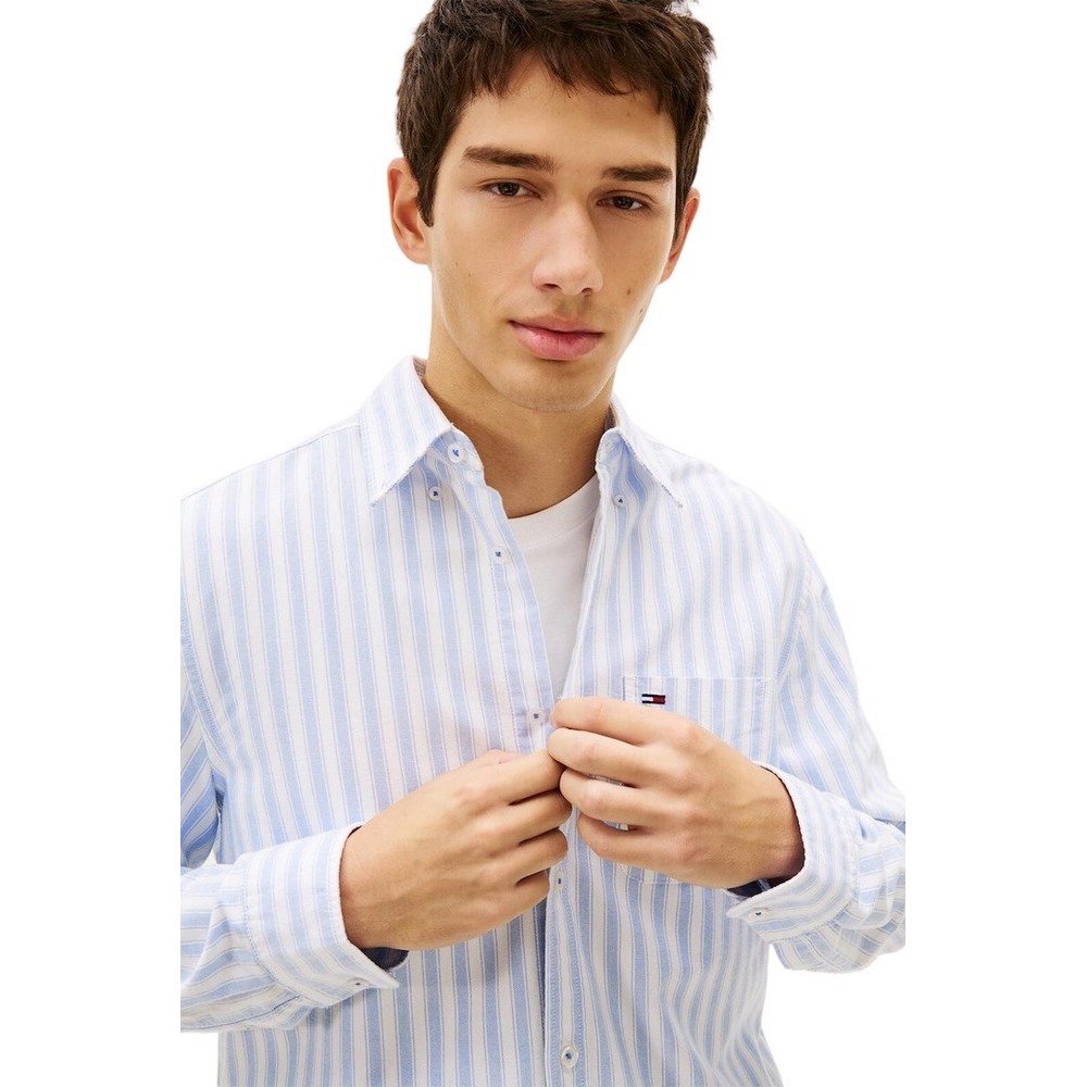 TOMMY JEANS REG STRIPE OXFORD SHIRT EXT ΠΟΥΚΑΜΙΣΟ ΑΝΔΡΙΚΟ CIEL