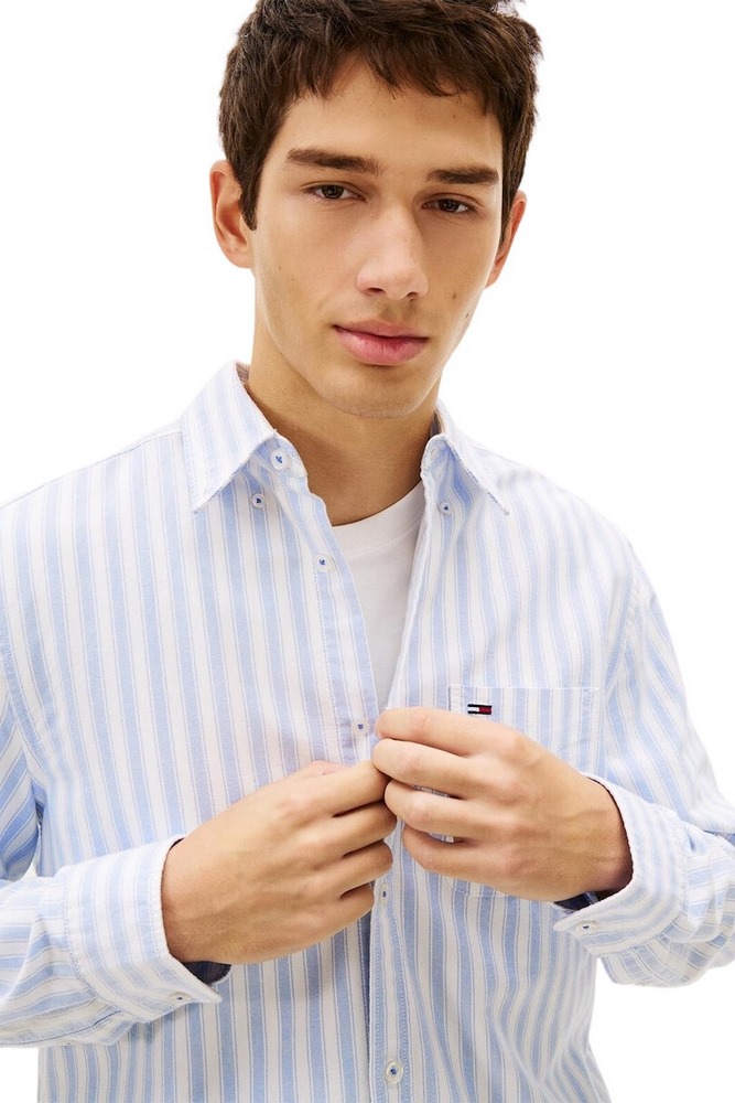 TOMMY JEANS REG STRIPE OXFORD SHIRT EXT ΠΟΥΚΑΜΙΣΟ ΑΝΔΡΙΚΟ CIEL