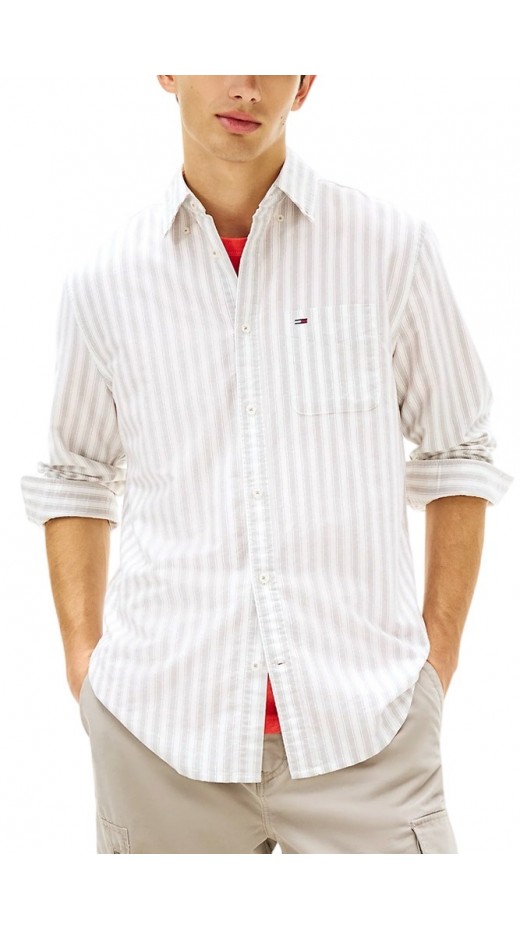 TOMMY JEANS REG STRIPE OXFORD SHIRT EXT ΠΟΥΚΑΜΙΣΟ ΑΝΔΡΙΚΟ GREY