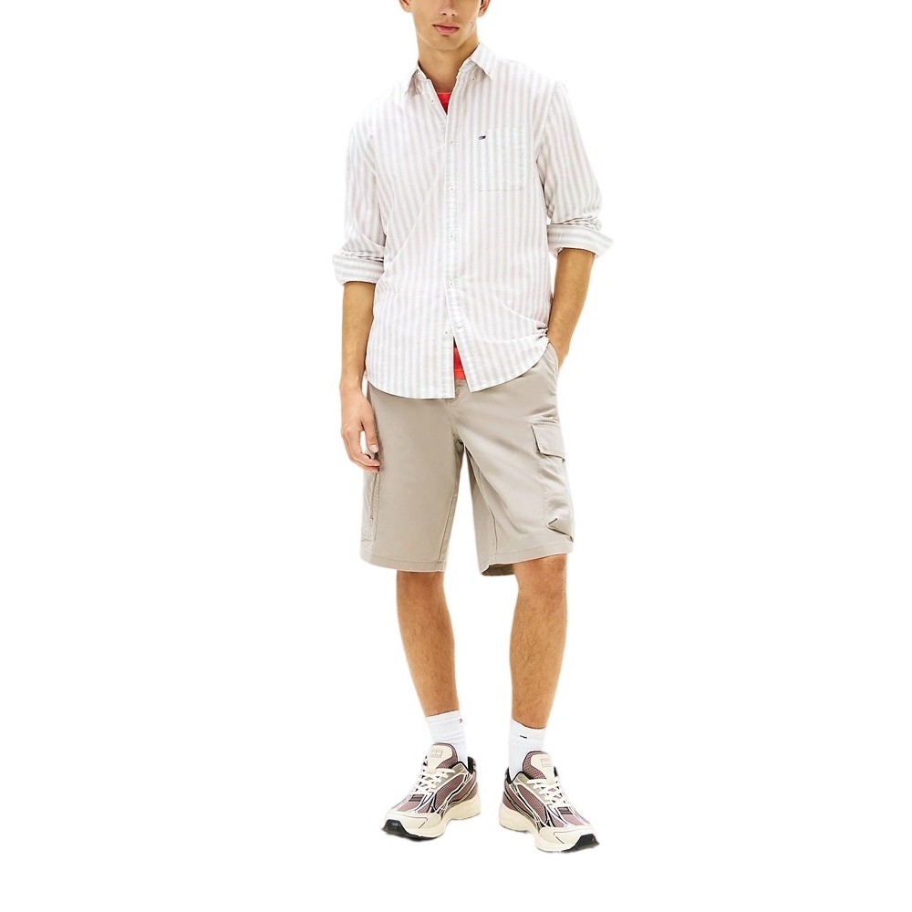 TOMMY JEANS REG STRIPE OXFORD SHIRT EXT ΠΟΥΚΑΜΙΣΟ ΑΝΔΡΙΚΟ GREY