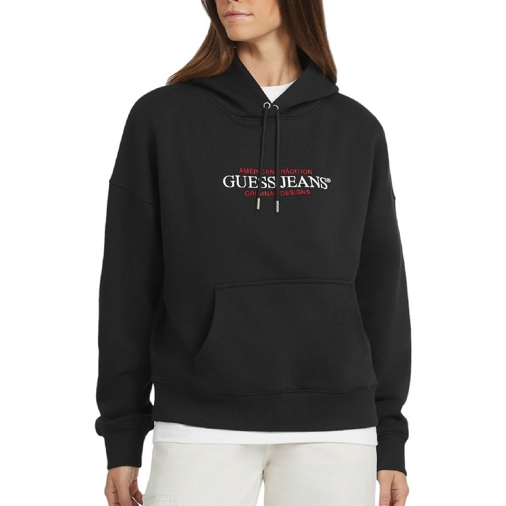 GUESS HOOD OS AMERICAN TR SWEAT ΦΟΥΤΕΡ ΜΠΛΟΥΖΑ ΓΥΝΑΙΚΕΙΑ BLACK