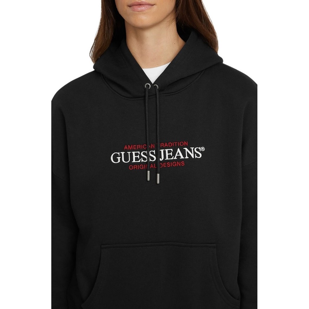 GUESS HOOD OS AMERICAN TR SWEAT ΦΟΥΤΕΡ ΜΠΛΟΥΖΑ ΓΥΝΑΙΚΕΙΑ BLACK