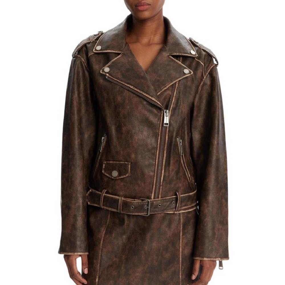GUESS CHARLENE OVERSIZE BIKER ΜΠΟΥΦΑΝ ΓΥΝΑΙΚΕΙΟ BROWN