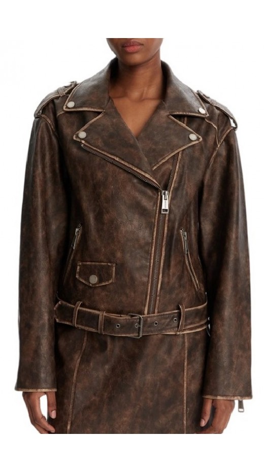 GUESS CHARLENE OVERSIZE BIKER ΜΠΟΥΦΑΝ ΓΥΝΑΙΚΕΙΟ BROWN