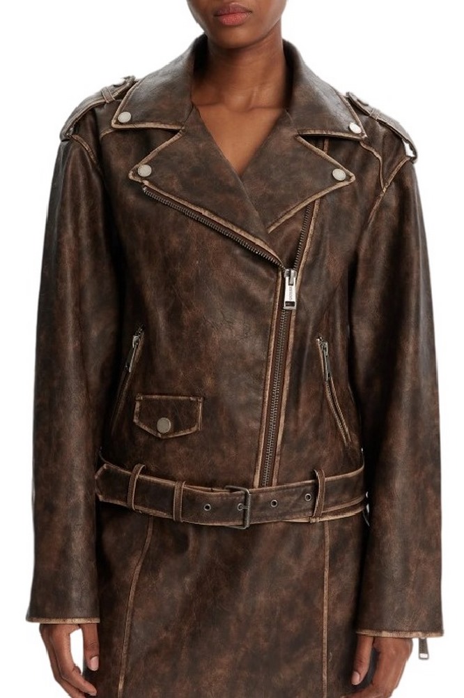 GUESS CHARLENE OVERSIZE BIKER ΜΠΟΥΦΑΝ ΓΥΝΑΙΚΕΙΟ BROWN