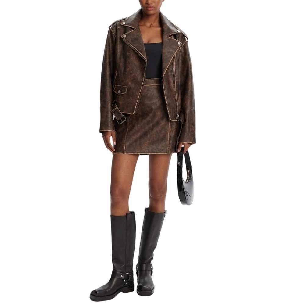 GUESS CHARLENE OVERSIZE BIKER ΜΠΟΥΦΑΝ ΓΥΝΑΙΚΕΙΟ BROWN