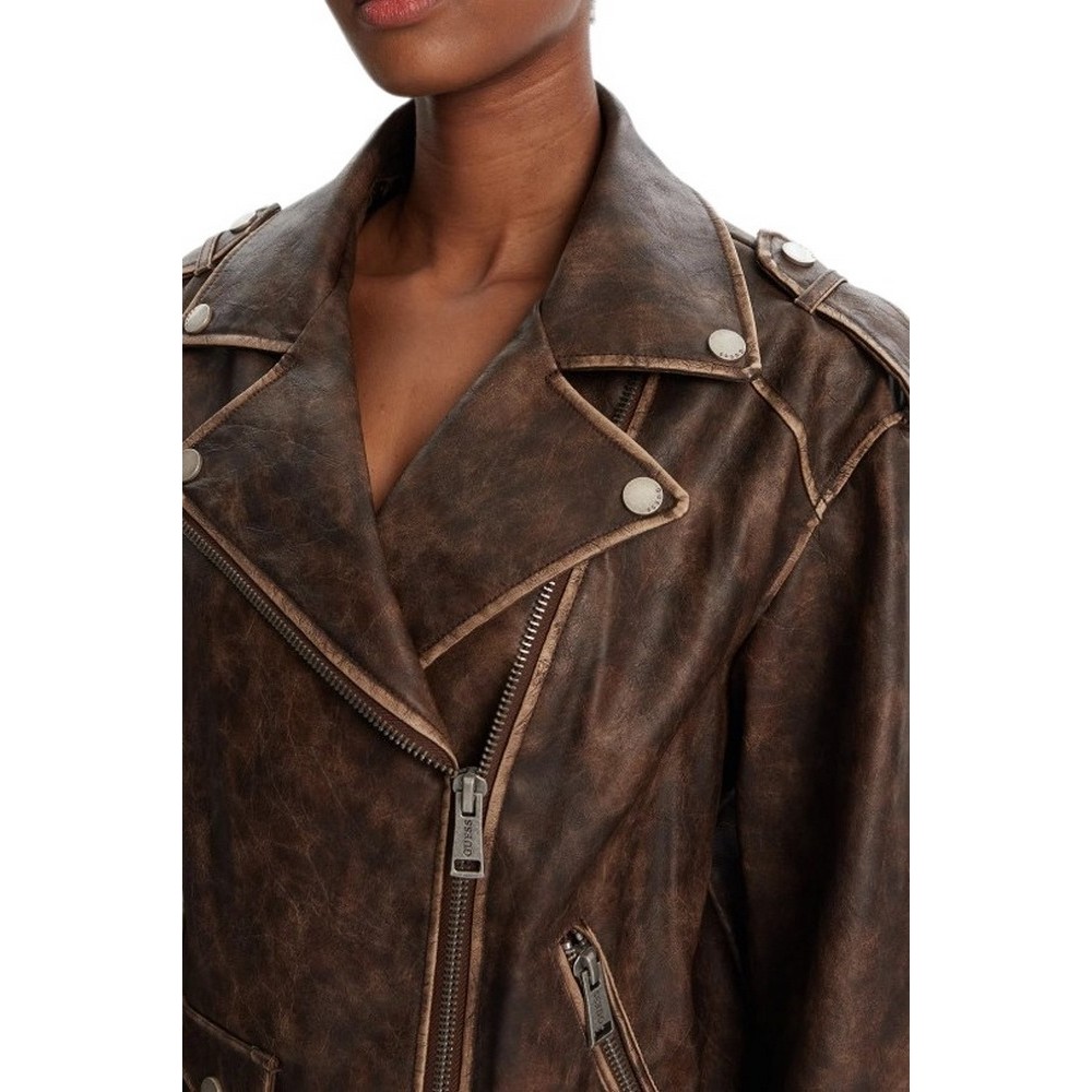 GUESS CHARLENE OVERSIZE BIKER ΜΠΟΥΦΑΝ ΓΥΝΑΙΚΕΙΟ BROWN