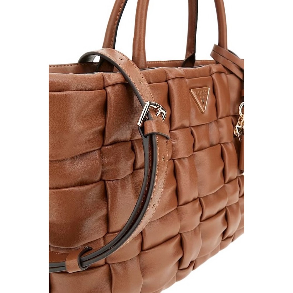 GUESS MARION SATCHEL ΤΣΑΝΤΑ ΓΥΝΑΙΚΕΙΑ COGNAC